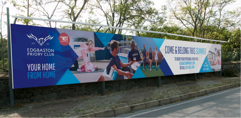 Advertising banner design for Edgbaston Priory Club