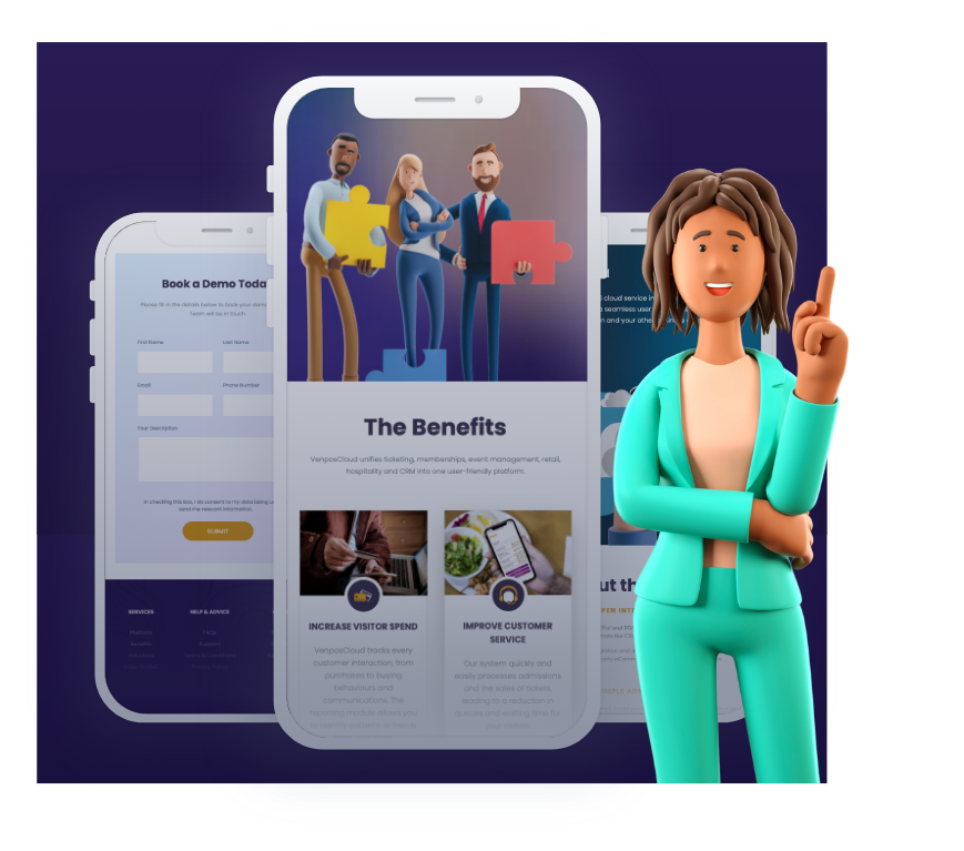 Vennersys branded character displaying website design and layout updates