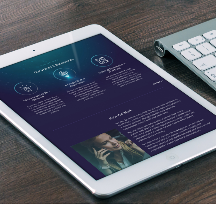 Tablet website layout design for XP Group