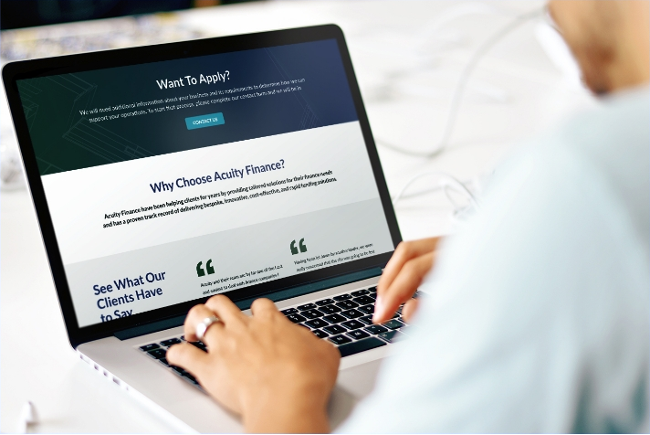 Acuity Finance website landing page redesign