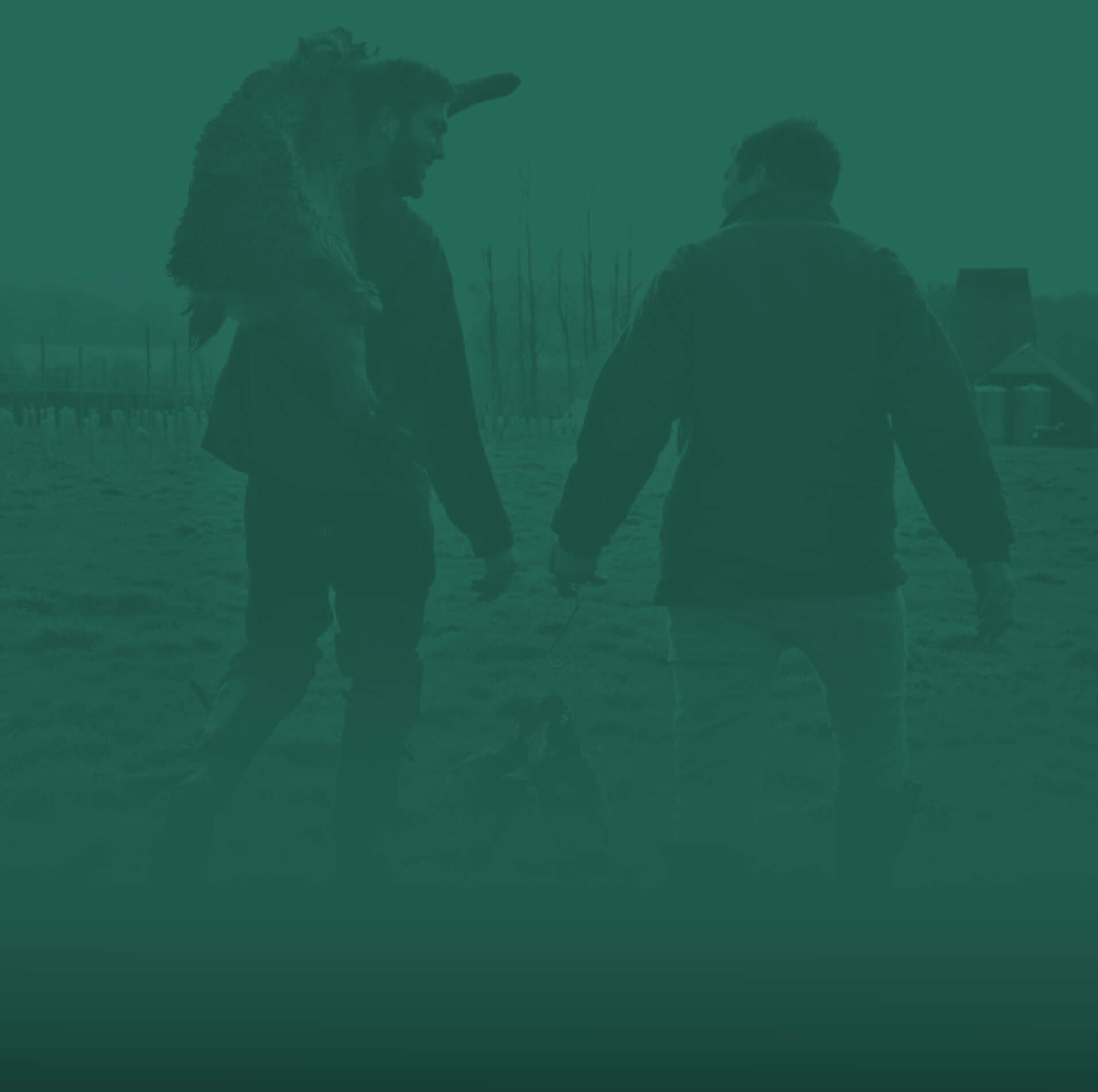 Gladwin brothers branded background image with two men and their dog