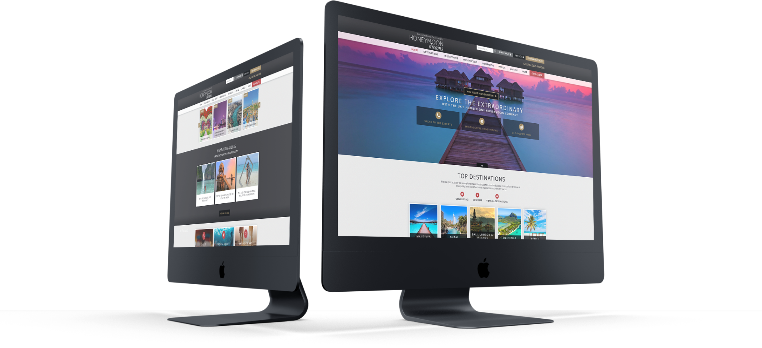 Honeymoon Dreams website redesign for computer and mobile and website branding