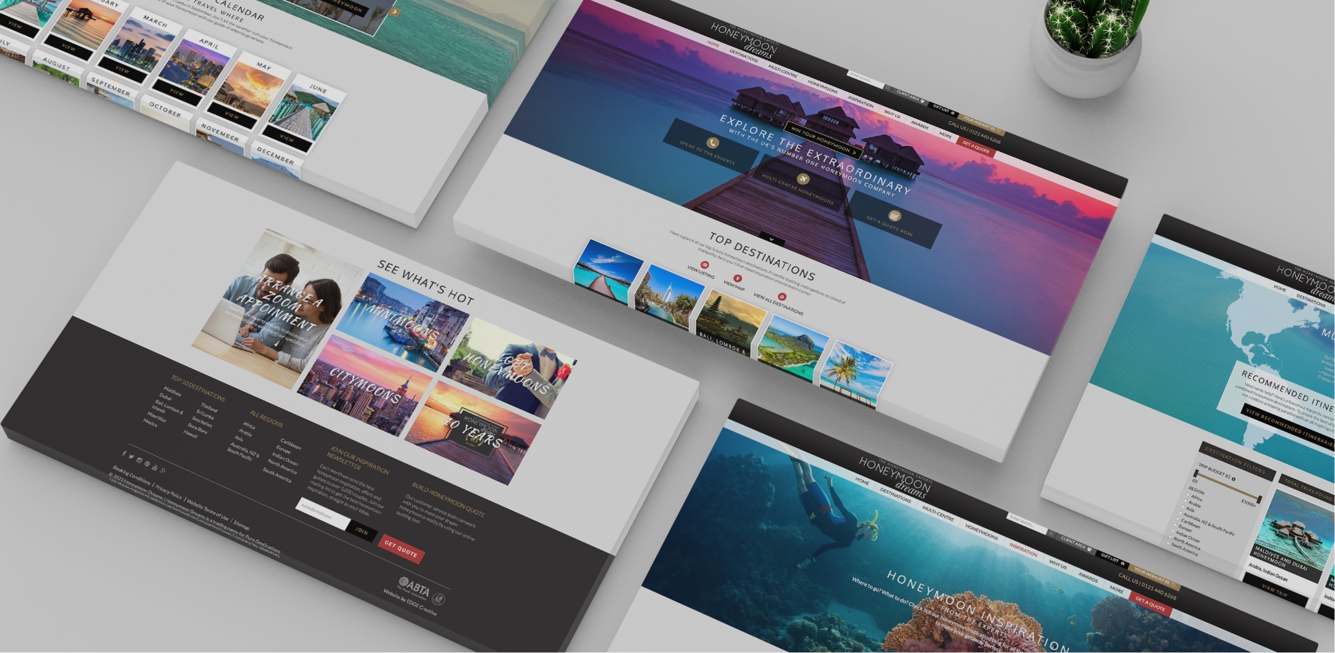 Honeymoon Dreams webpage design and website branding