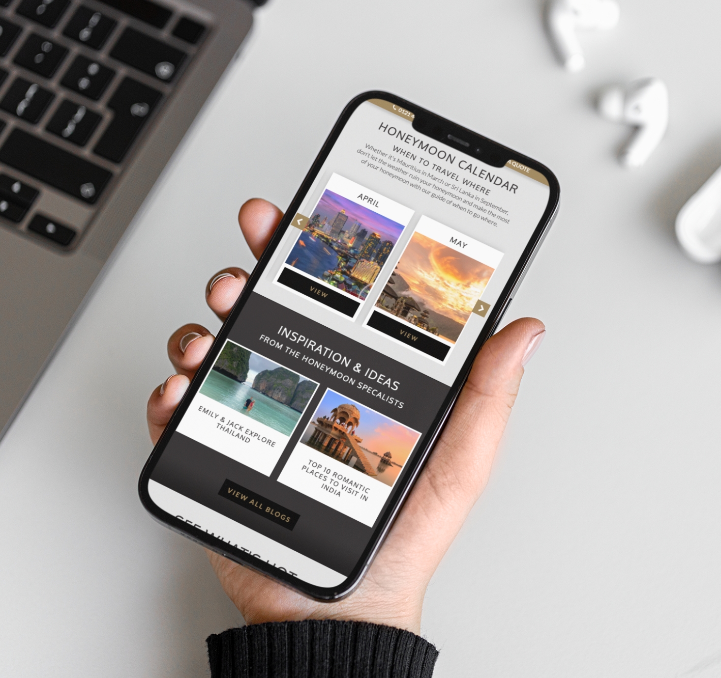 Honeymoon Dreams tailored mobile website design