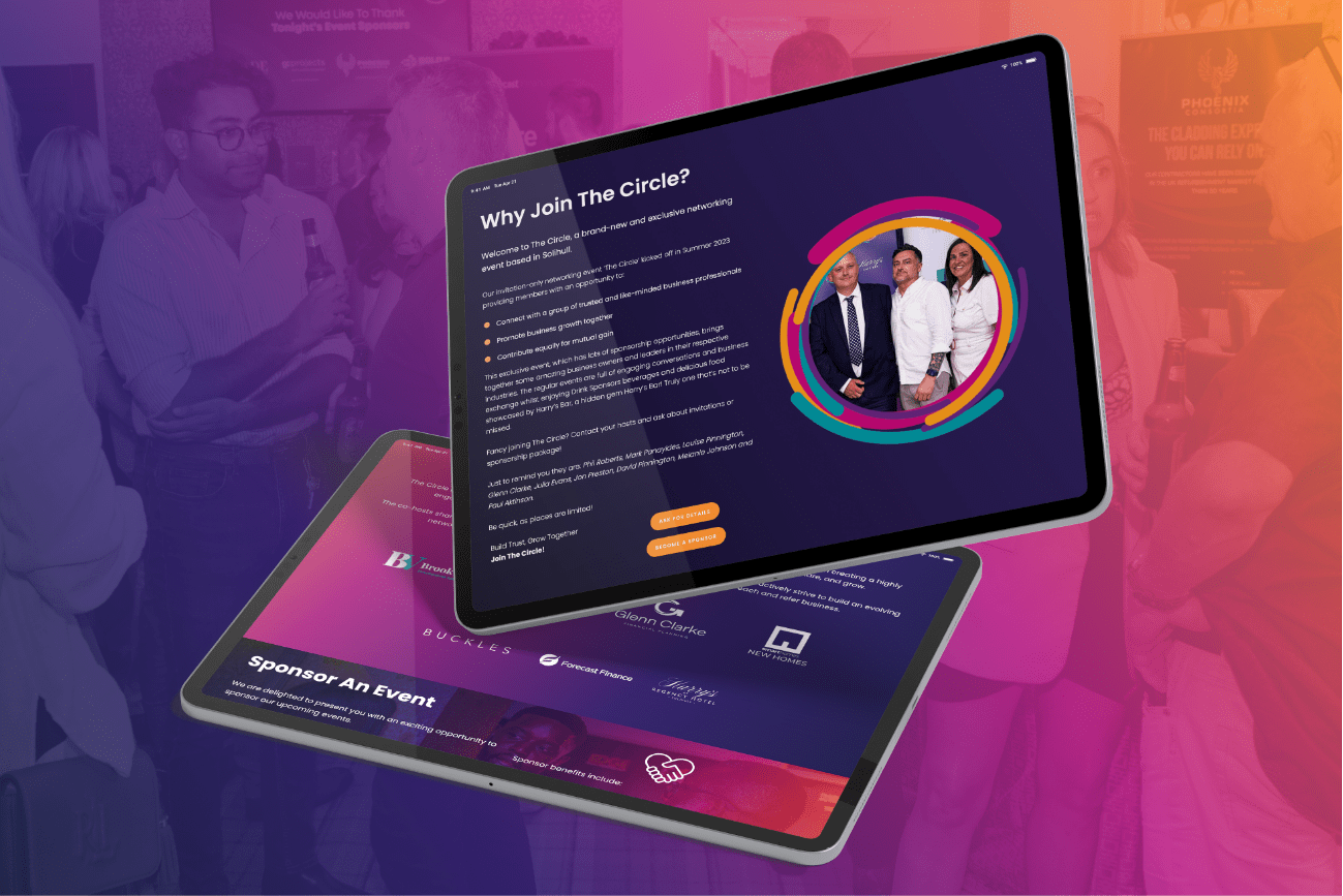 The Circle website design for tablet showcased