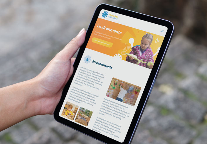Happy Days website design for tablets