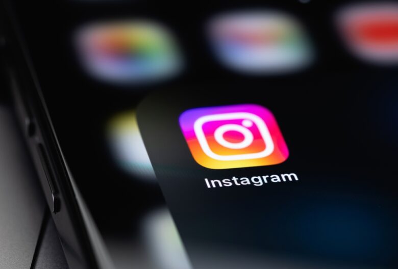 Instagram logo on phone.